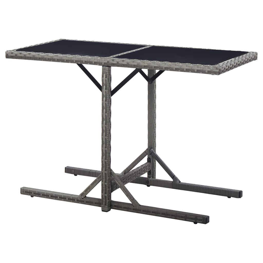 Gartentisch Anthrazit 110×53×72 cm Glas und Poly Rattan